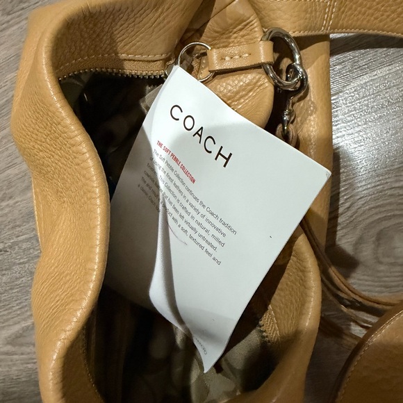 Coach Tan Leather Shoulder Bag with Tassel - Picture 3 of 4